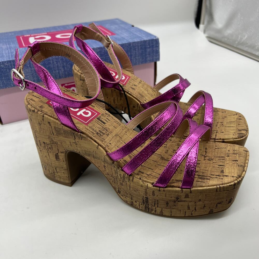 Pop Womens Admission Heeled Sandals Pink Fuschia Size 8M
